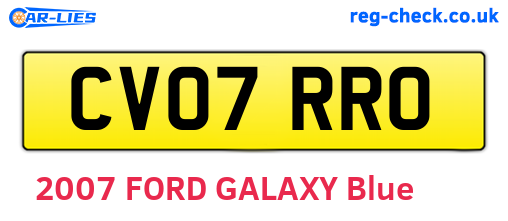 CV07RRO are the vehicle registration plates.