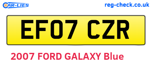 EF07CZR are the vehicle registration plates.