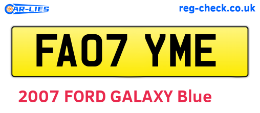 FA07YME are the vehicle registration plates.
