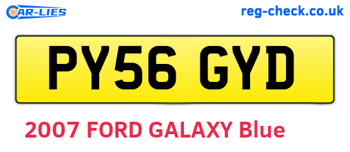 PY56GYD are the vehicle registration plates.