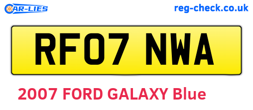 RF07NWA are the vehicle registration plates.
