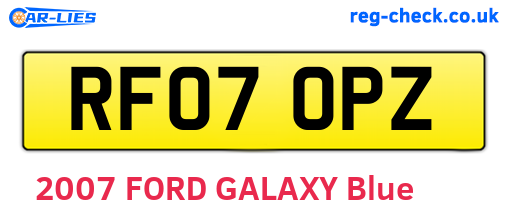 RF07OPZ are the vehicle registration plates.
