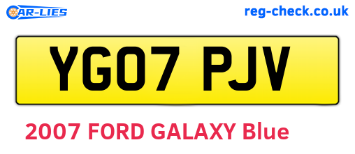 YG07PJV are the vehicle registration plates.