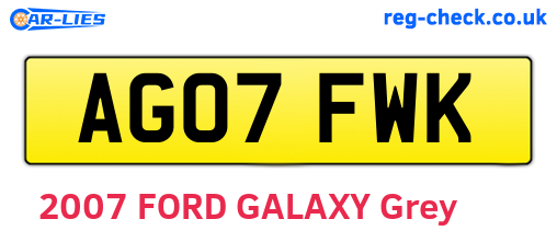 AG07FWK are the vehicle registration plates.