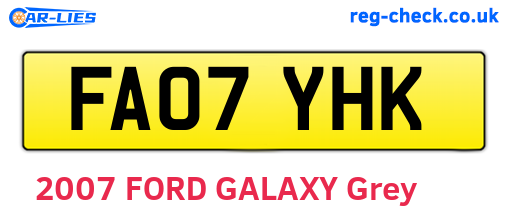 FA07YHK are the vehicle registration plates.