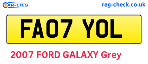 FA07YOL are the vehicle registration plates.