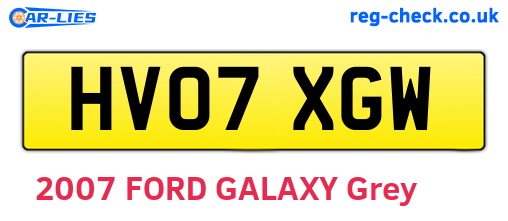 HV07XGW are the vehicle registration plates.