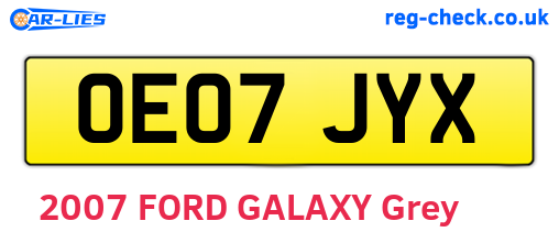 OE07JYX are the vehicle registration plates.