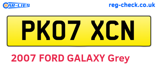 PK07XCN are the vehicle registration plates.
