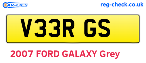 V33RGS are the vehicle registration plates.