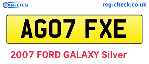 AG07FXE are the vehicle registration plates.