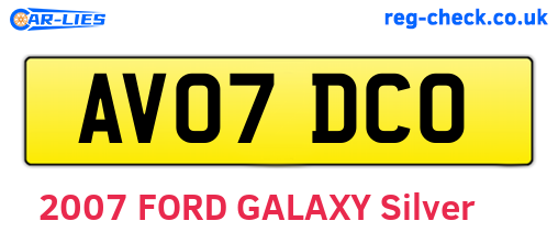 AV07DCO are the vehicle registration plates.