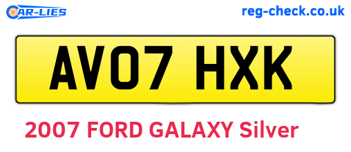 AV07HXK are the vehicle registration plates.