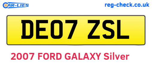 DE07ZSL are the vehicle registration plates.