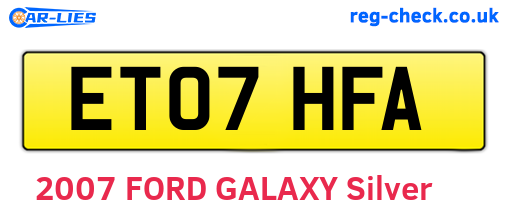 ET07HFA are the vehicle registration plates.