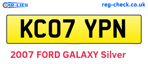 KC07YPN are the vehicle registration plates.