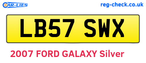 LB57SWX are the vehicle registration plates.