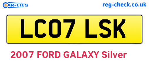 LC07LSK are the vehicle registration plates.