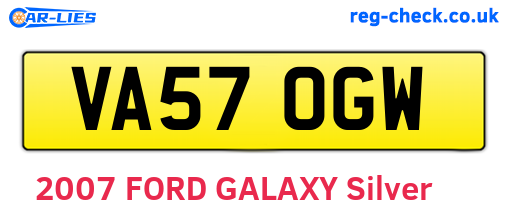 VA57OGW are the vehicle registration plates.