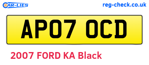 AP07OCD are the vehicle registration plates.