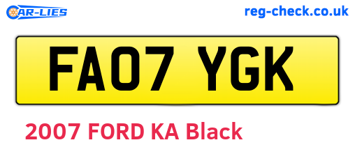 FA07YGK are the vehicle registration plates.