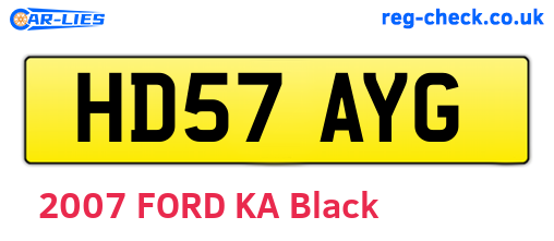 HD57AYG are the vehicle registration plates.