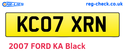KC07XRN are the vehicle registration plates.