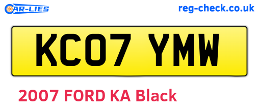 KC07YMW are the vehicle registration plates.