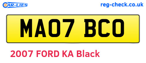 MA07BCO are the vehicle registration plates.