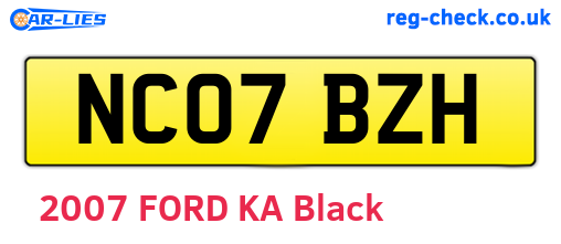 NC07BZH are the vehicle registration plates.