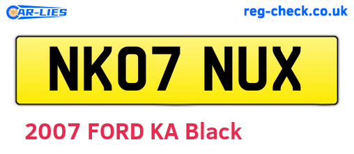 NK07NUX are the vehicle registration plates.
