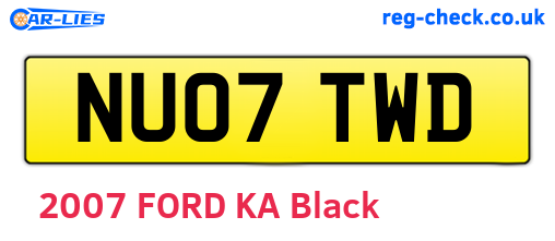 NU07TWD are the vehicle registration plates.