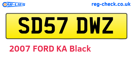 SD57DWZ are the vehicle registration plates.