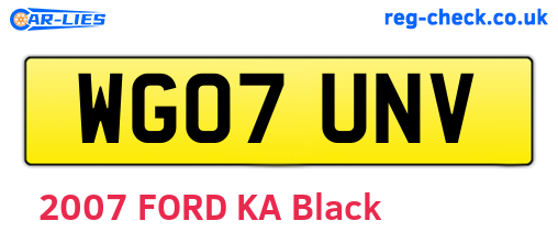 WG07UNV are the vehicle registration plates.