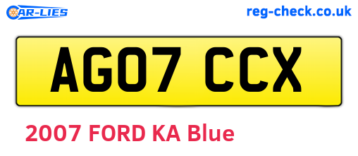 AG07CCX are the vehicle registration plates.