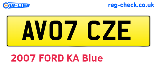 AV07CZE are the vehicle registration plates.