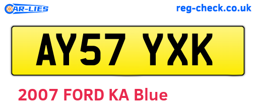 AY57YXK are the vehicle registration plates.