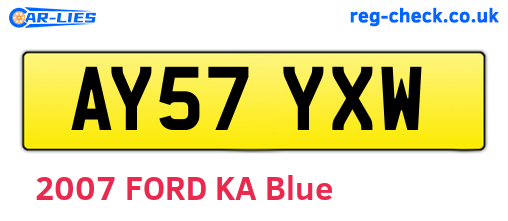 AY57YXW are the vehicle registration plates.