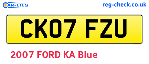 CK07FZU are the vehicle registration plates.
