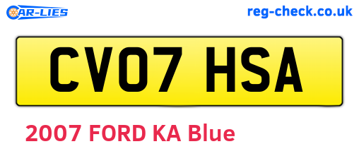 CV07HSA are the vehicle registration plates.