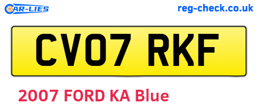 CV07RKF are the vehicle registration plates.