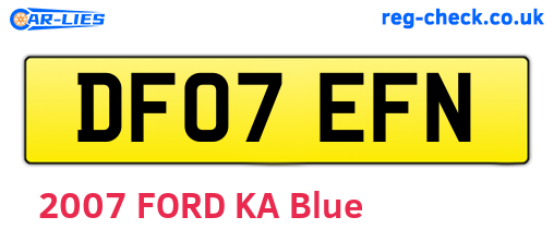 DF07EFN are the vehicle registration plates.