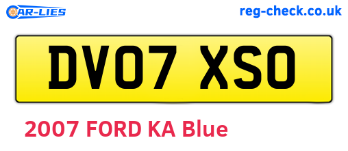 DV07XSO are the vehicle registration plates.