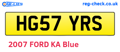 HG57YRS are the vehicle registration plates.