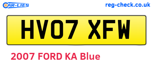 HV07XFW are the vehicle registration plates.