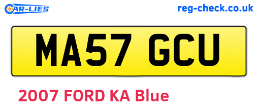 MA57GCU are the vehicle registration plates.