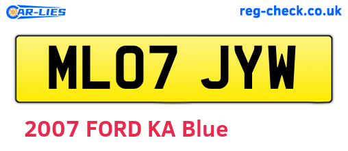 ML07JYW are the vehicle registration plates.