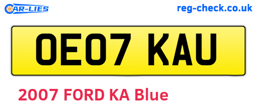 OE07KAU are the vehicle registration plates.