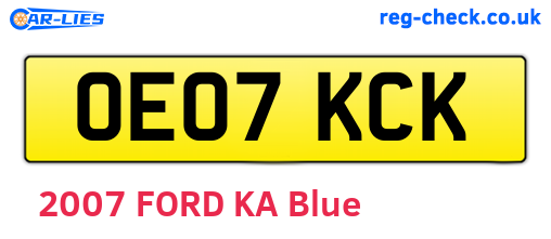 OE07KCK are the vehicle registration plates.