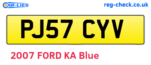 PJ57CYV are the vehicle registration plates.